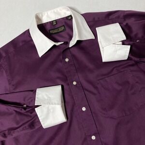 Donald‎ J Trump Signature Collection Shirt Mens 16 1/2 32/33 Purple French Cuff